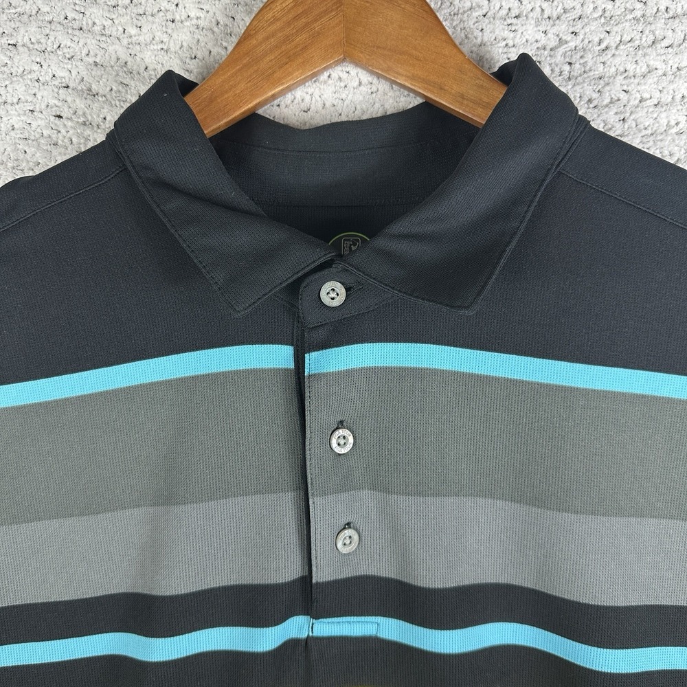 PGA Tour Pro Series Polo Shirt XXL Black Striped Golf Performance